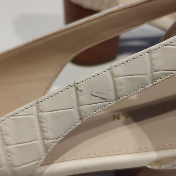 Cole Haan Emilee Leather Croc Embossed Side Cut Out Stacked Block Heel Pumps - Picture 11 of 13